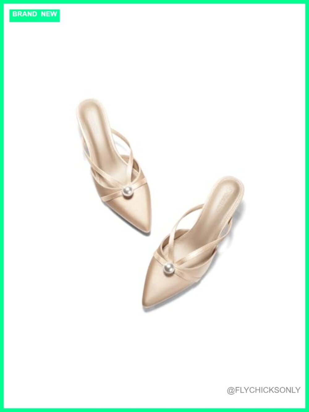 Pearl Kitten Heels Mules Closed Pointed Toe Satin Wedding Party Dress Shoes